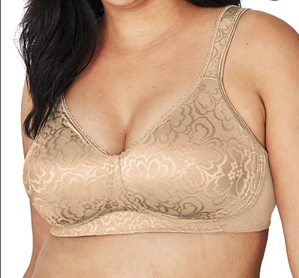 38B 85B Playtex satin 18 Hour Ultimate Lift and Support Wireless Bra floral nude
